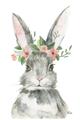 Picture of Floral Bunny _GroupedProduct_Rectangle_Portrait_Unframed_Print_Only_