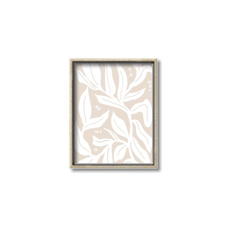 Picture of White Leaves on Beige _GroupedProduct_Rectangle_Portrait_Canvas_Framed_