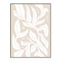 Picture of White Leaves on Beige _GroupedProduct_Rectangle_Portrait_Canvas_Framed_