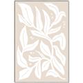 Picture of White Leaves on Beige _GroupedProduct_Rectangle_Portrait_Canvas_Framed_