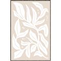 Picture of White Leaves on Beige _GroupedProduct_Rectangle_Portrait_Canvas_Framed_