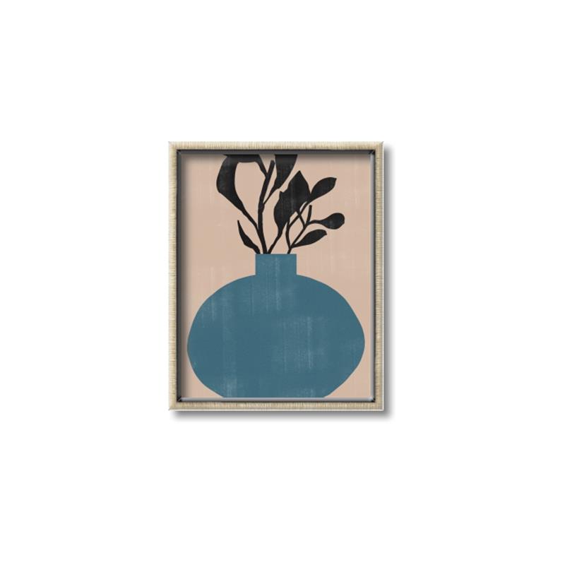 Picture of Lonely Plant on Blue Vase _GroupedProduct_Rectangle_Portrait_Canvas_Framed_
