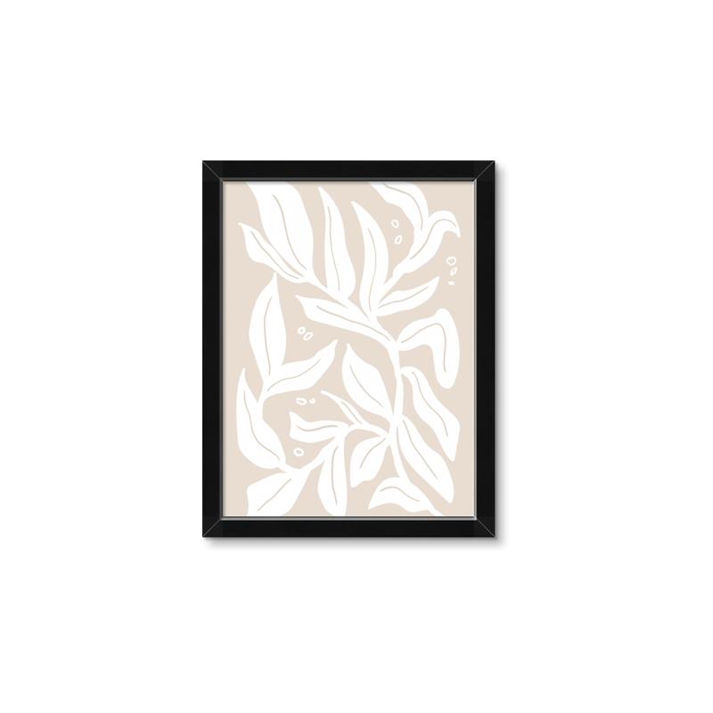 Picture of White Leaves on Beige _GroupedProduct_Rectangle_Portrait_Framed_Matted_
