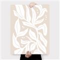 Picture of White Leaves on Beige _GroupedProduct_Rectangle_Portrait_Canvas_