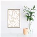 Picture of White Leaves on Beige _GroupedProduct_Rectangle_Portrait_Canvas_Framed_