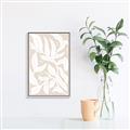 Picture of White Leaves on Beige _GroupedProduct_Rectangle_Portrait_Canvas_Framed_