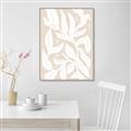 Picture of White Leaves on Beige _GroupedProduct_Rectangle_Portrait_Canvas_Framed_