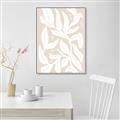 Picture of White Leaves on Beige _GroupedProduct_Rectangle_Portrait_Canvas_Framed_