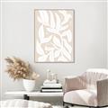 Picture of White Leaves on Beige _GroupedProduct_Rectangle_Portrait_Canvas_Framed_