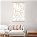 Picture of White Leaves on Beige _GroupedProduct_Rectangle_Portrait_Canvas_Framed_