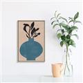Picture of Lonely Plant on Blue Vase _GroupedProduct_Rectangle_Portrait_Canvas_Framed_