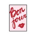Picture of Red Bonjour Lip _GroupedProduct_Rectangle_Portrait_Canvas_Framed_
