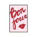 Picture of Red Bonjour Lip _GroupedProduct_Rectangle_Portrait_Canvas_Framed_