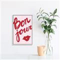Picture of Red Bonjour Lip _GroupedProduct_Rectangle_Portrait_Canvas_Framed_
