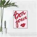Picture of Red Bonjour Lip _GroupedProduct_Rectangle_Portrait_Canvas_Framed_
