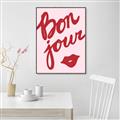 Picture of Red Bonjour Lip _GroupedProduct_Rectangle_Portrait_Canvas_Framed_