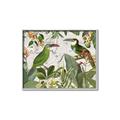 Picture of Green Nostalgic Tropical Birds _GroupedProduct_Rectangle_Landscape_Canvas_Framed_
