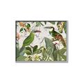 Picture of Green Nostalgic Tropical Birds _GroupedProduct_Rectangle_Landscape_Canvas_Framed_