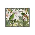 Picture of Green Nostalgic Tropical Birds _GroupedProduct_Rectangle_Landscape_Canvas_Framed_