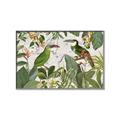 Picture of Green Nostalgic Tropical Birds _GroupedProduct_Rectangle_Landscape_Canvas_Framed_