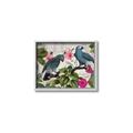 Picture of Blue Nostalgic Tropical Parrot Birds _GroupedProduct_Rectangle_Landscape_Canvas_Framed_