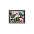 Picture of Blue Nostalgic Tropical Parrot Birds _GroupedProduct_Rectangle_Landscape_Canvas_Framed_