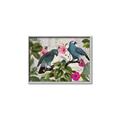 Picture of Blue Nostalgic Tropical Parrot Birds _GroupedProduct_Rectangle_Landscape_Canvas_Framed_