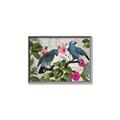 Picture of Blue Nostalgic Tropical Parrot Birds _GroupedProduct_Rectangle_Landscape_Canvas_Framed_