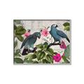 Picture of Blue Nostalgic Tropical Parrot Birds _GroupedProduct_Rectangle_Landscape_Canvas_Framed_