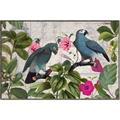 Picture of Blue Nostalgic Tropical Parrot Birds _GroupedProduct_Rectangle_Landscape_Canvas_Framed_