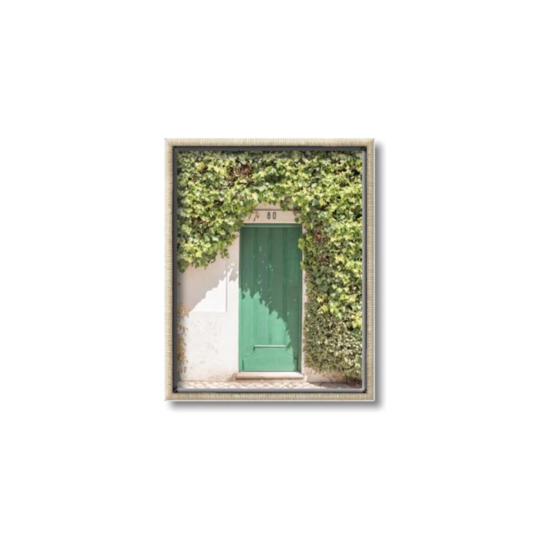 Picture of Green Door with Lush Leaves _GroupedProduct_Rectangle_Portrait_Photography _GroupedProduct_Rectangle_Portrait_Canvas_Framed_