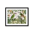 Picture of Green Nostalgic Tropical Birds _GroupedProduct_Rectangle_Landscape_Framed_Matted_