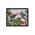 Picture of Blue Nostalgic Tropical Parrot Birds _GroupedProduct_Rectangle_Landscape_Framed_Matted_