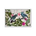 Picture of Blue Nostalgic Tropical Parrot Birds _GroupedProduct_Rectangle_Landscape_Framed_Matted_