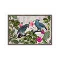 Picture of Blue Nostalgic Tropical Parrot Birds _GroupedProduct_Rectangle_Landscape_Framed_Matted_