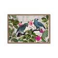 Picture of Blue Nostalgic Tropical Parrot Birds _GroupedProduct_Rectangle_Landscape_Framed_Matted_