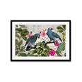 Picture of Blue Nostalgic Tropical Parrot Birds _GroupedProduct_Rectangle_Landscape_Framed_Matted_