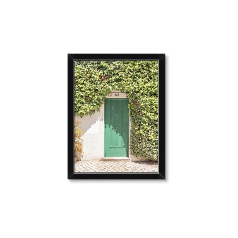 Picture of Green Door with Lush Leaves _GroupedProduct_Rectangle_Portrait_Photography _GroupedProduct_Rectangle_Portrait_Framed_Matted_