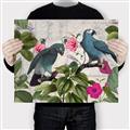 Picture of Blue Nostalgic Tropical Parrot Birds _GroupedProduct_Rectangle_Landscape_Canvas_