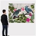 Picture of Blue Nostalgic Tropical Parrot Birds _GroupedProduct_Rectangle_Landscape_Canvas_