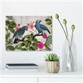 Picture of Blue Nostalgic Tropical Parrot Birds _GroupedProduct_Rectangle_Landscape_Canvas_