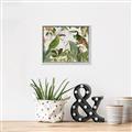 Picture of Green Nostalgic Tropical Birds _GroupedProduct_Rectangle_Landscape_Canvas_Framed_