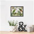 Picture of Green Nostalgic Tropical Birds _GroupedProduct_Rectangle_Landscape_Canvas_Framed_