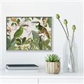 Picture of Green Nostalgic Tropical Birds _GroupedProduct_Rectangle_Landscape_Canvas_Framed_