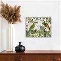 Picture of Green Nostalgic Tropical Birds _GroupedProduct_Rectangle_Landscape_Canvas_Framed_