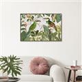Picture of Green Nostalgic Tropical Birds _GroupedProduct_Rectangle_Landscape_Canvas_Framed_