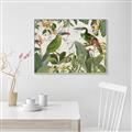 Picture of Green Nostalgic Tropical Birds _GroupedProduct_Rectangle_Landscape_Canvas_Framed_