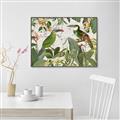Picture of Green Nostalgic Tropical Birds _GroupedProduct_Rectangle_Landscape_Canvas_Framed_