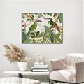 Picture of Green Nostalgic Tropical Birds _GroupedProduct_Rectangle_Landscape_Canvas_Framed_