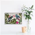 Picture of Blue Nostalgic Tropical Parrot Birds _GroupedProduct_Rectangle_Landscape_Canvas_Framed_